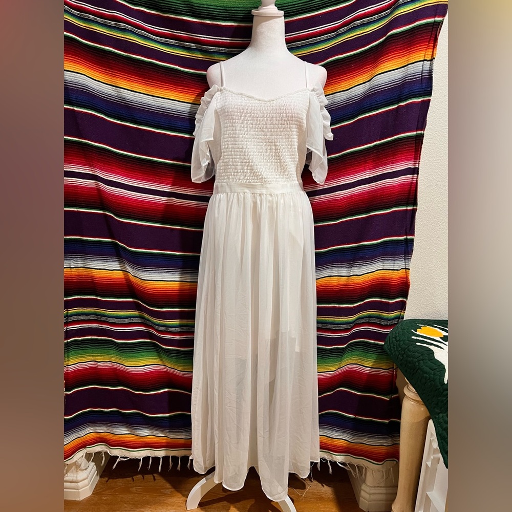Chic White Ruffle Maxi Dress - Picture 5 of 7